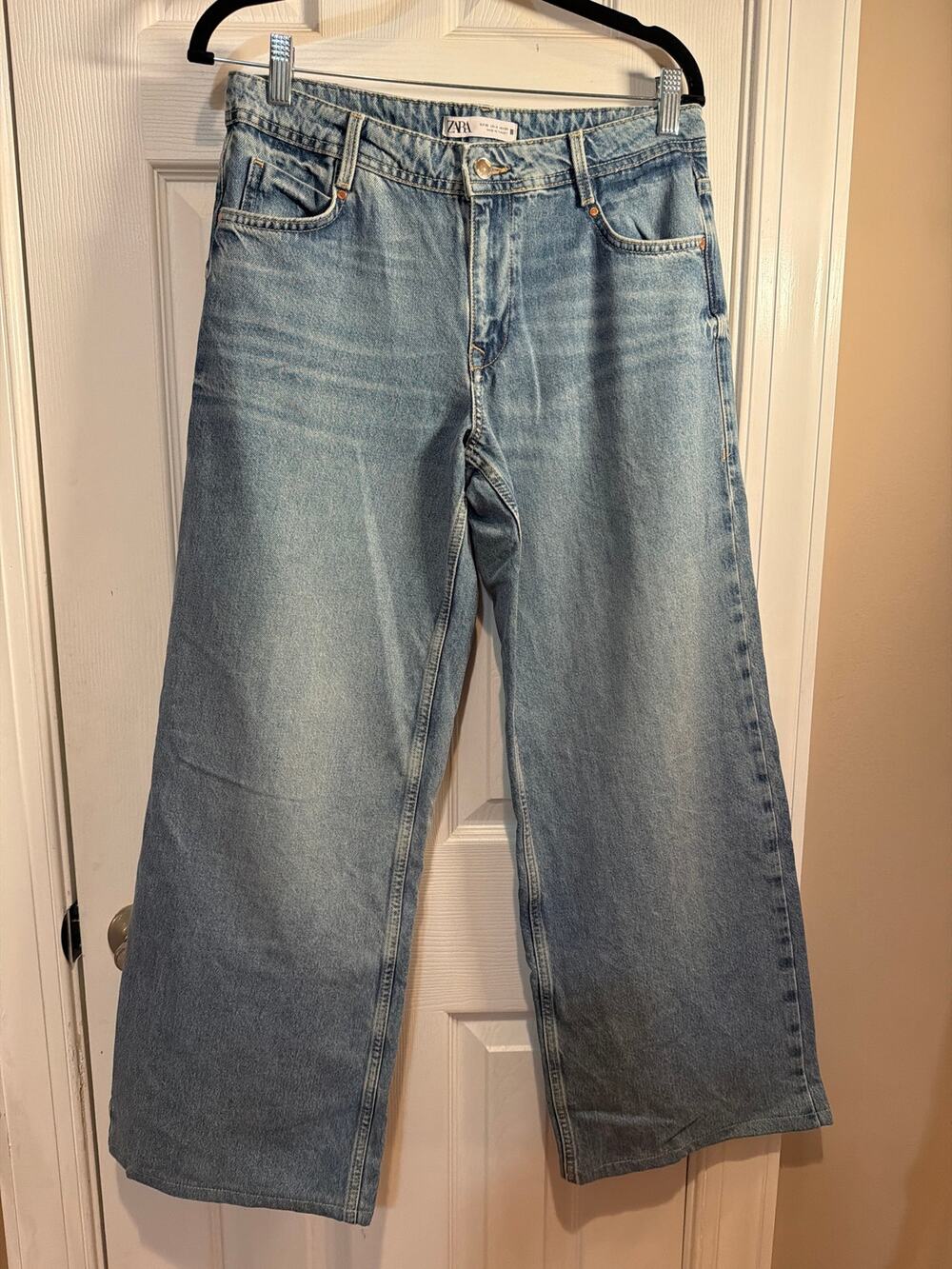 Zara Wide Leg Jeans 4 Light Wash Baggy Full Length 90s Denim